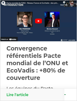 Convergence référentiels Pacte mondial de l’ONU et EcoVadis : +80% de couverture